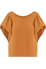 Maison Poi TISSUE CROP TOP WITH PUFF SLEEVE EARTH